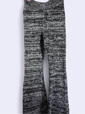 Zara Knit Flare Pants Marled Black White Cozy Boho Kids 8-9
